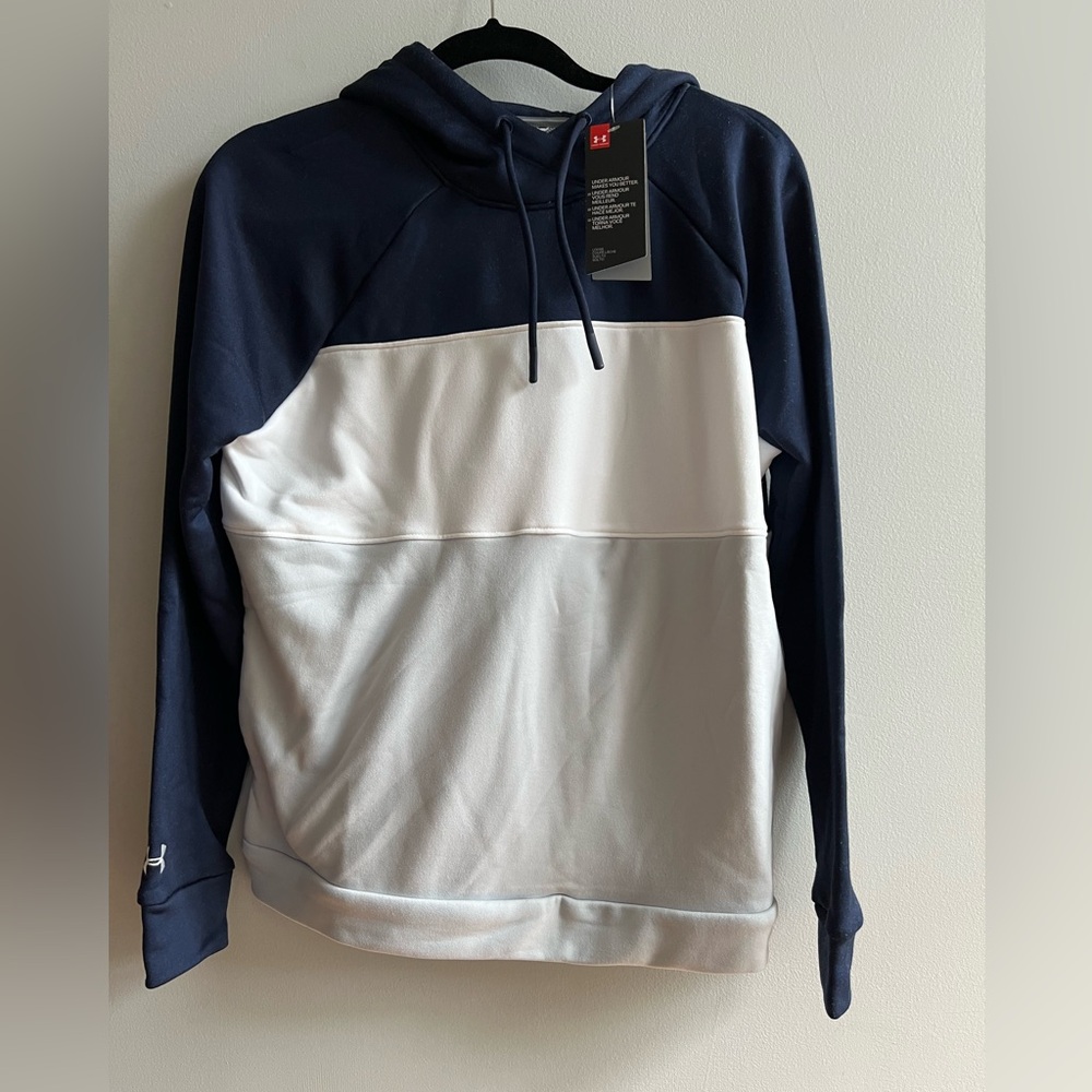 Under Armour Dark Blue and White Pullover Medium